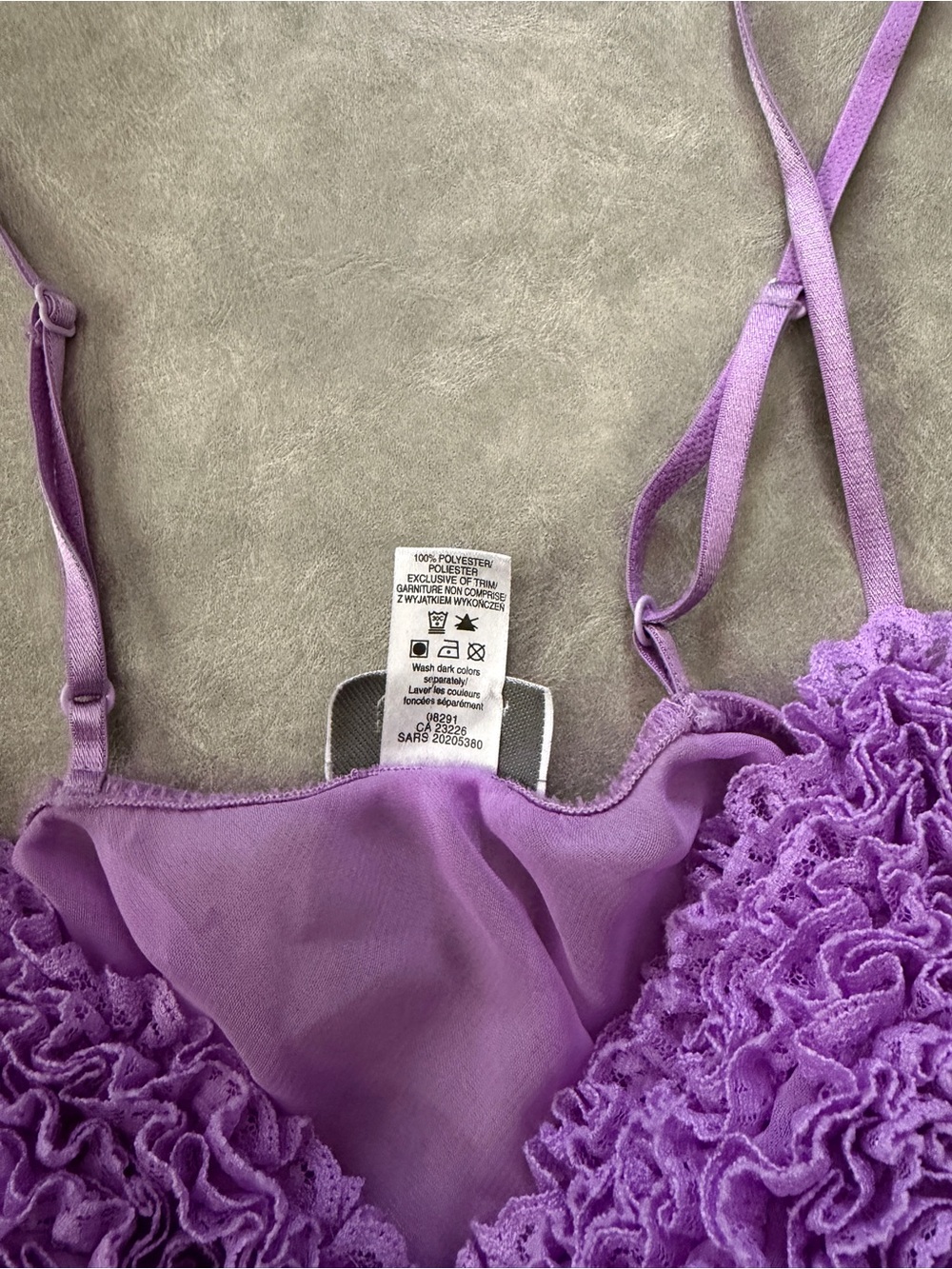 Y2K La Senza Lavender Sheer Mesh Babydoll Ruffle Lingerie Top - Picture 7 of 9